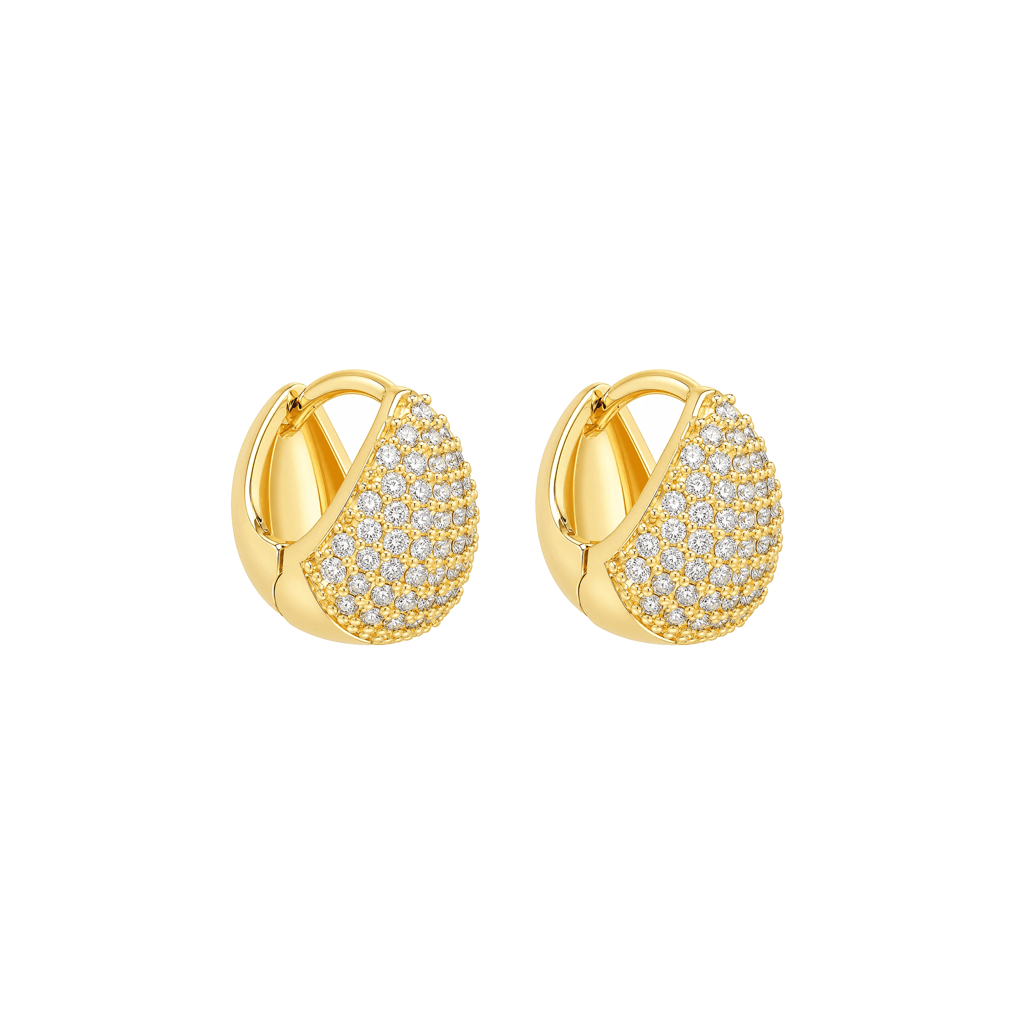Brinco Dourado Argolinha Gota Cravejada de Zircônia - Banho de Ouro 24k para revenda | Hub Joias