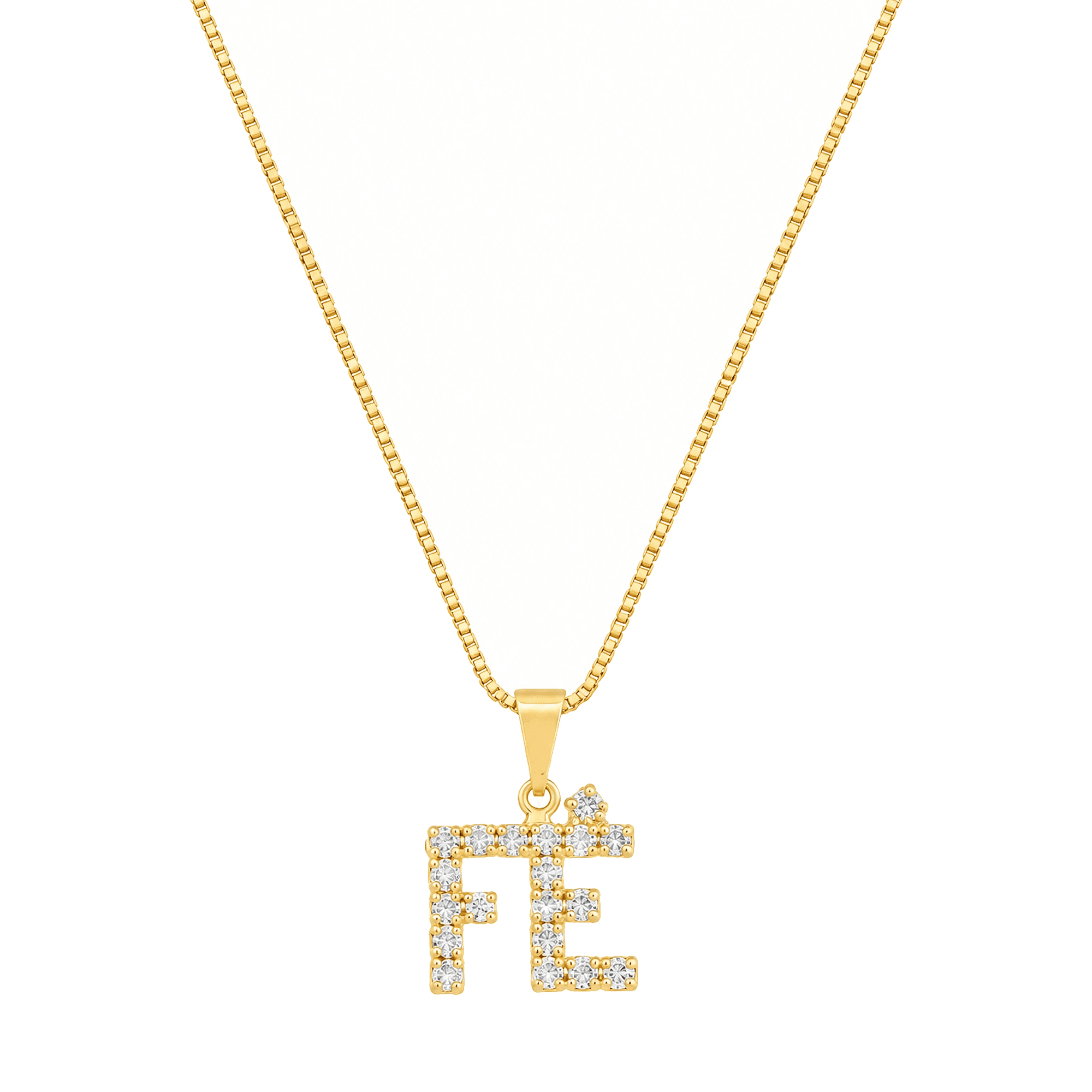 Colar Dourado Fé Cravejado de Zircônia - Banho de Ouro 24k para revenda | Hub Joias