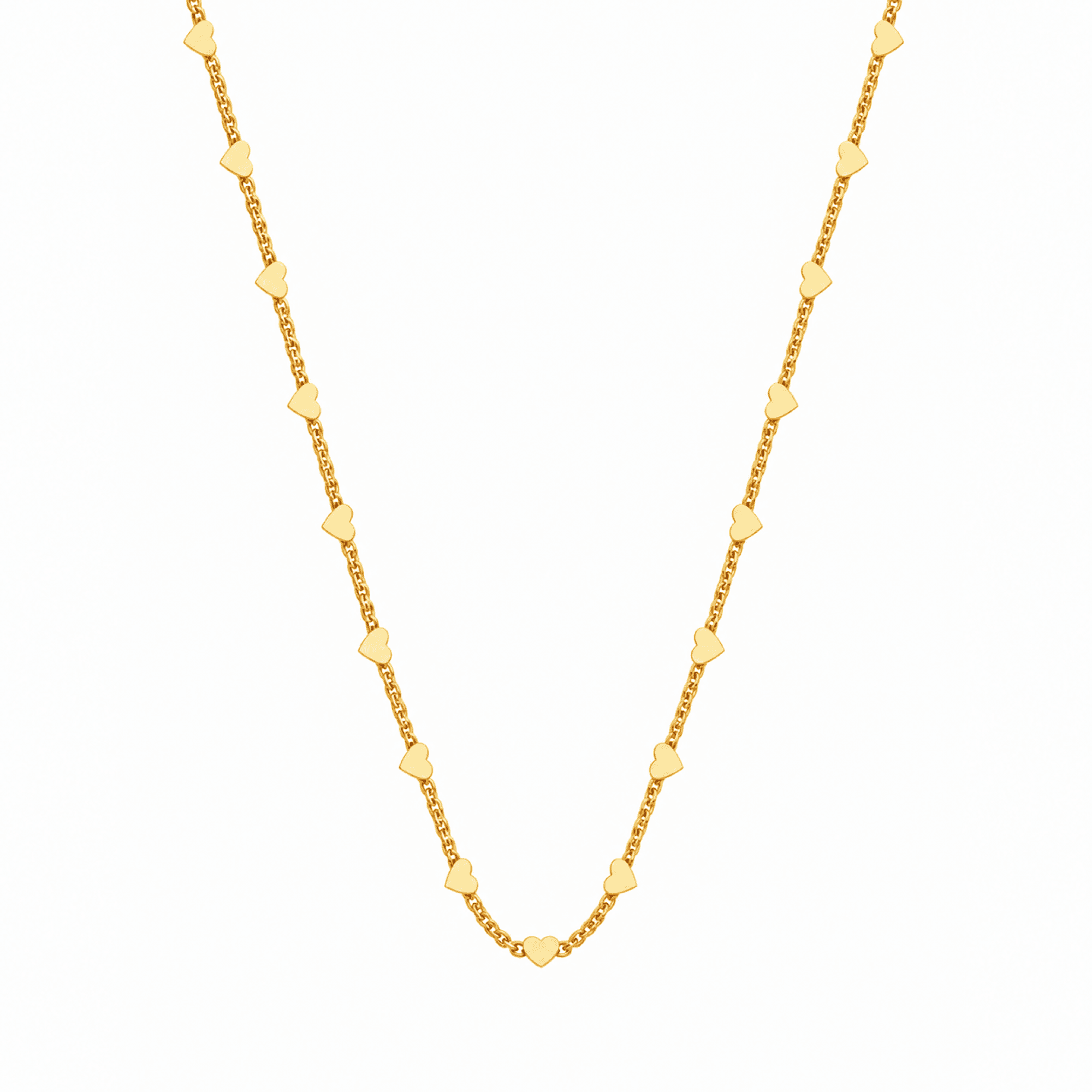 Colar Dourado Corrente de Corações - Banho de Ouro 24k para revenda | Hub Joias