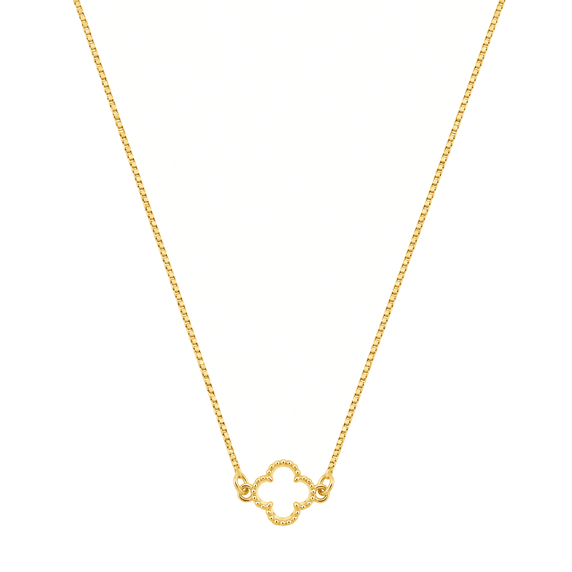 Colar Dourado Trevo em Zircônia Transparente - Banho de Ouro 24k para revenda | Hub Joias
