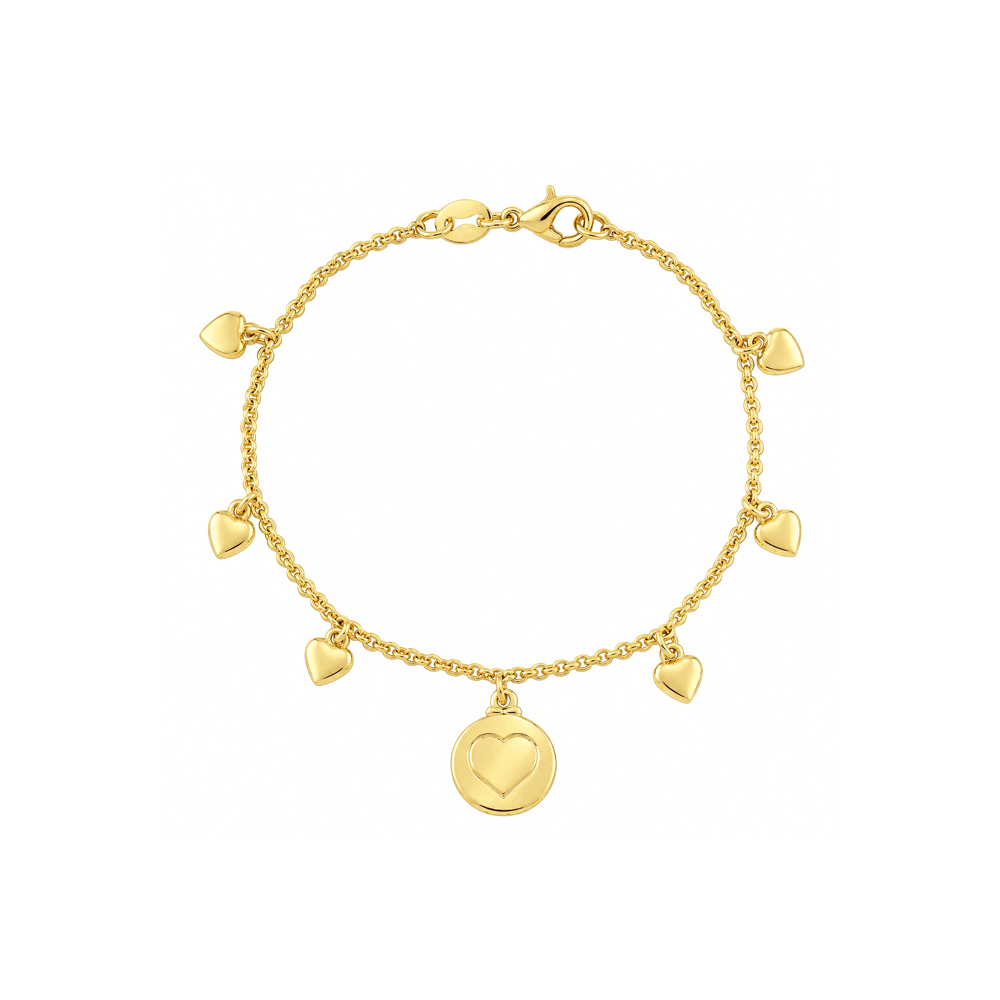 Pulseira Dourada Medalha de Coração - Banho de Ouro 24k para revenda | Hub Joias