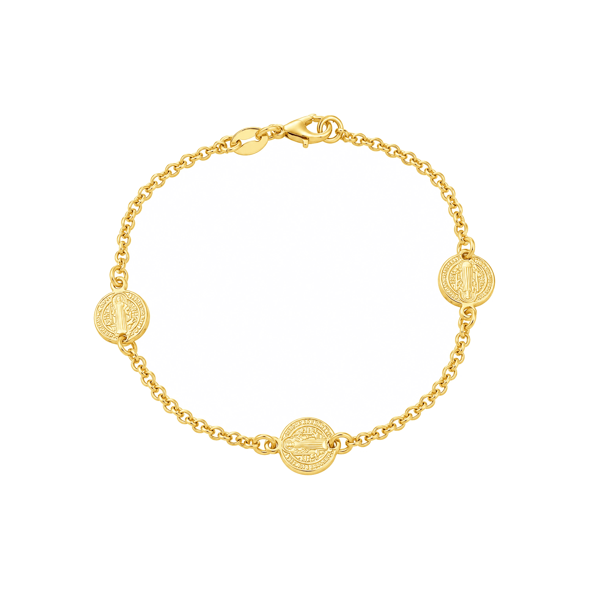 Pulseira Dourada Medalhas Místicas - Banho de Ouro 24k para revenda | Hub Joias