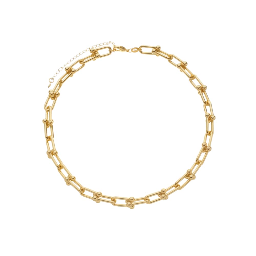 Colar Dourado Chocker Corrente Elos Largos - Banho de Ouro 24k para revenda | Hub Joias