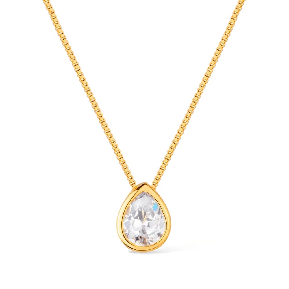 Colar Dourado de Gota em Zircônia - Banho de Ouro 24k para revenda | Hub Joias