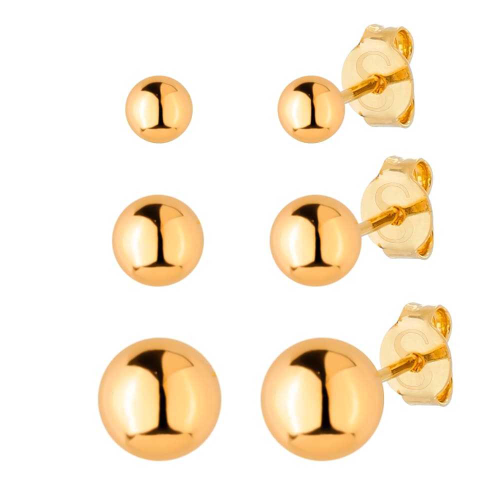Trio Dourado de Bolinhas - Banho de Ouro 24k para revenda | Hub Joias