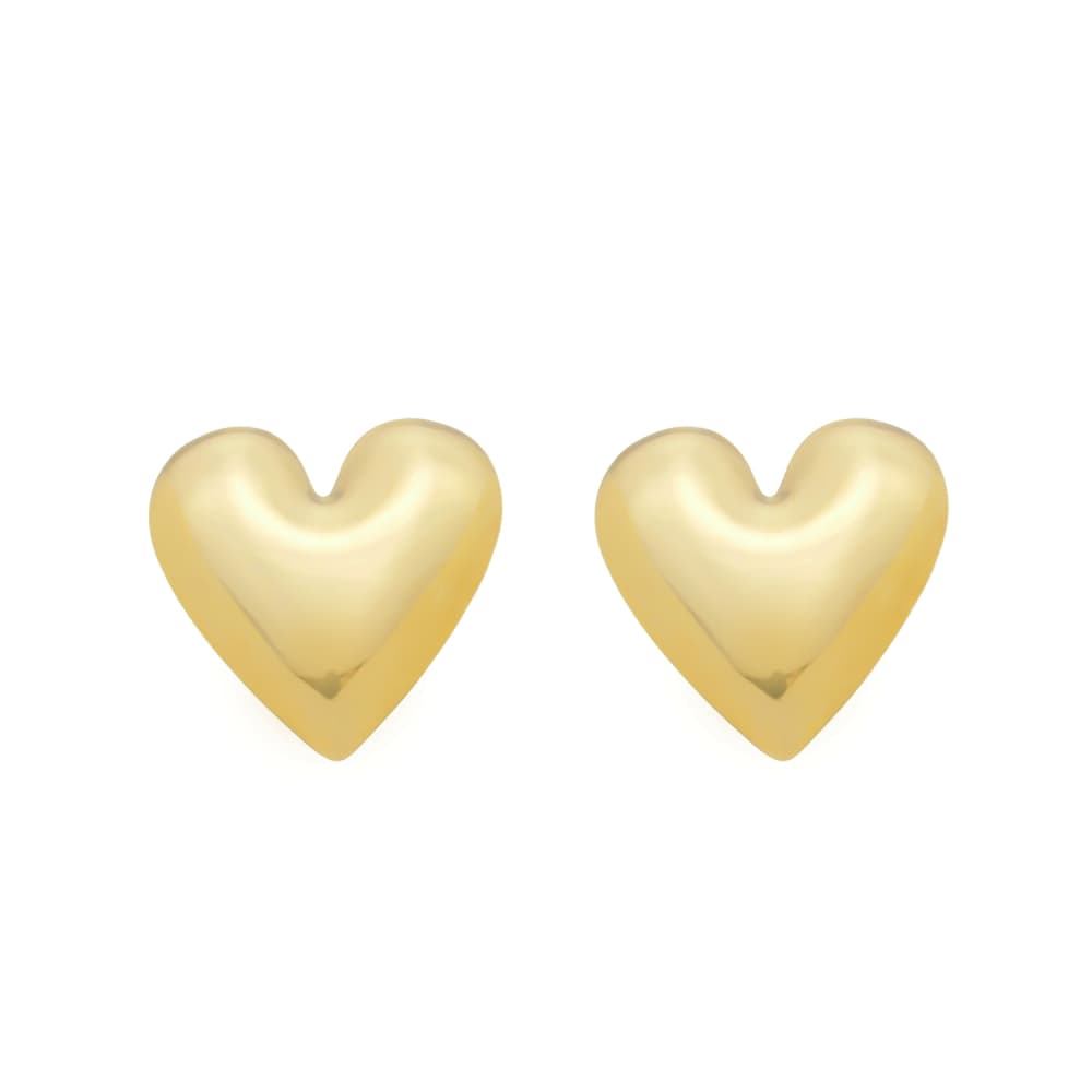 Brinco Dourado de Coração Liso - Banho de Ouro 24k para revenda | Hub Joias