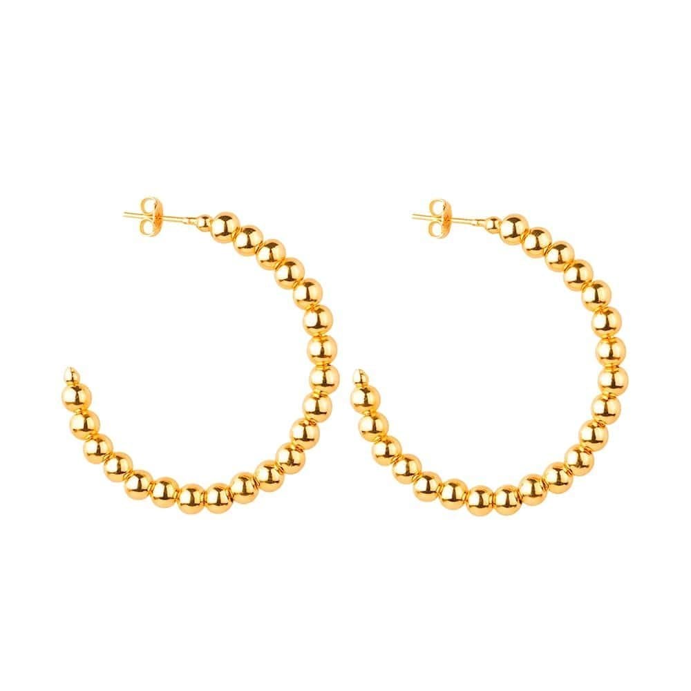 Brinco Dourado de Argola Cravejado de Bolas - Banho de Ouro 24k para revenda | Hub Joias