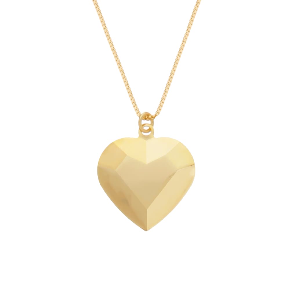 Colar Dourado de Coração Traços Retos - Banho de Ouro 24k para revenda | Hub Joias