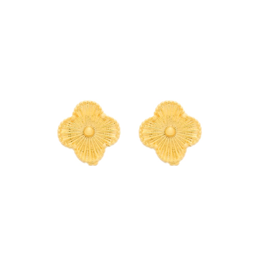 Brinco Dourado de Flor - Banho de Ouro 24k para revenda | Hub Joias