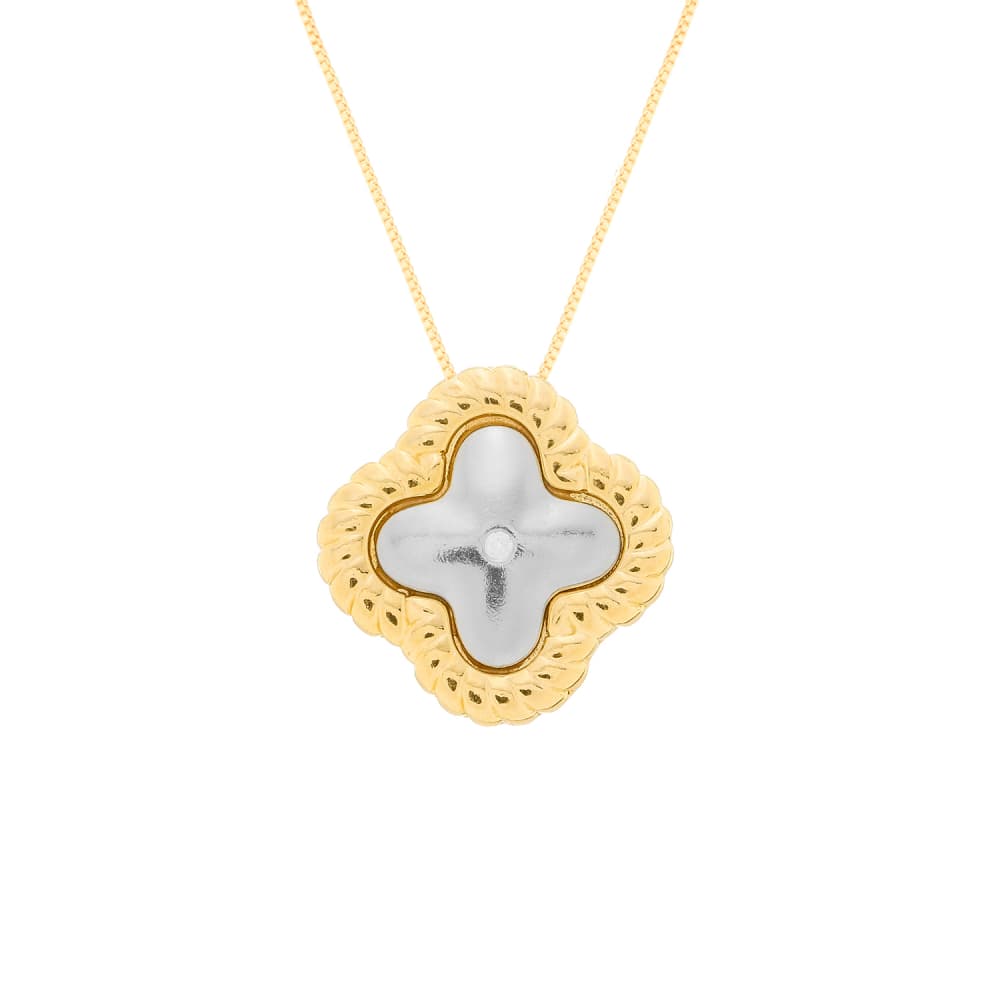 Colar Dourado e Prateado de Flor - Banho de Ouro 24k para revenda | Hub Joias