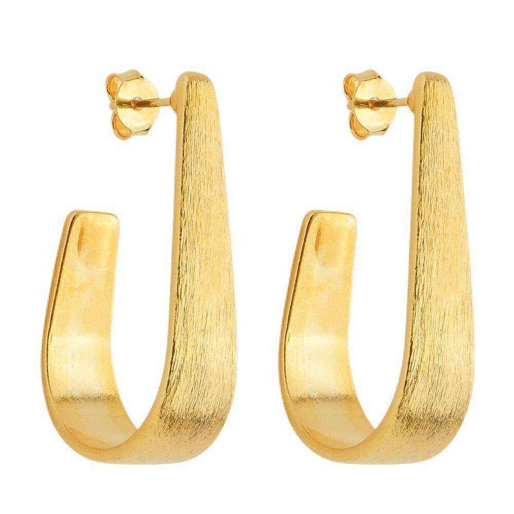 Brinco Dourado Formato Gota Escovado - Banho de Ouro 24k para revenda | Hub Joias
