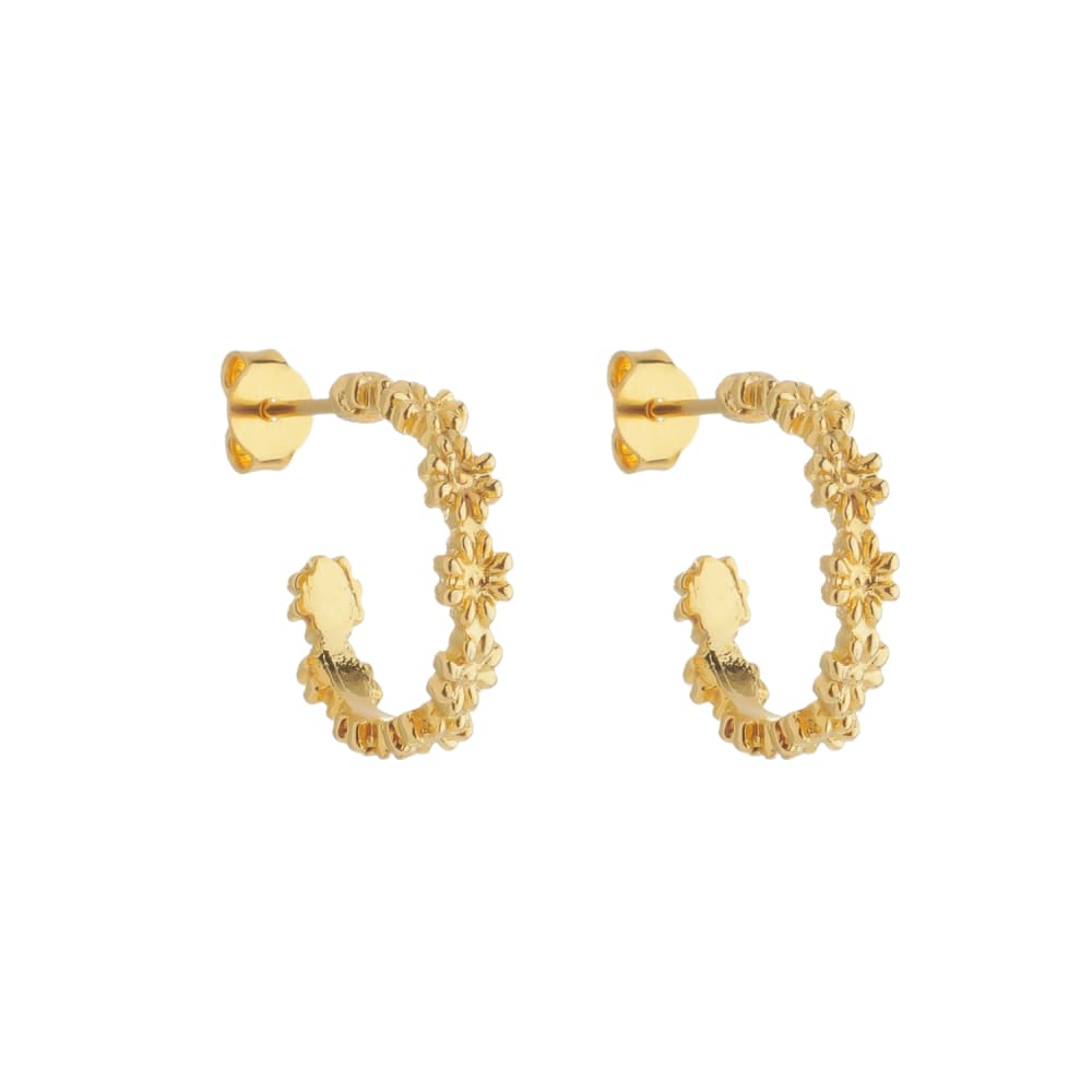 Brinco Dourado de Argola Formato de Flor - Banho de Ouro 24k para revenda | Hub Joias