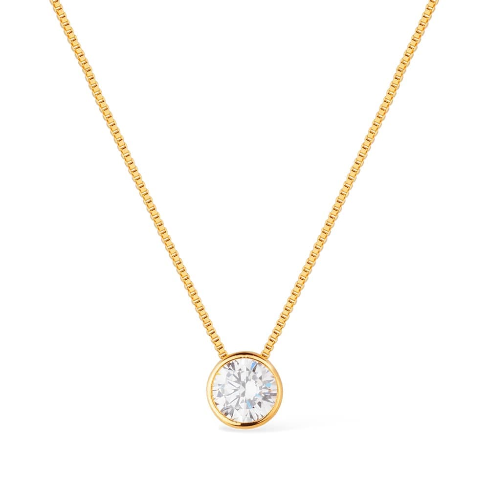 Colar Dourado Zircônia Ponto de Luz - Banho de Ouro 24k para revenda | Hub Joias