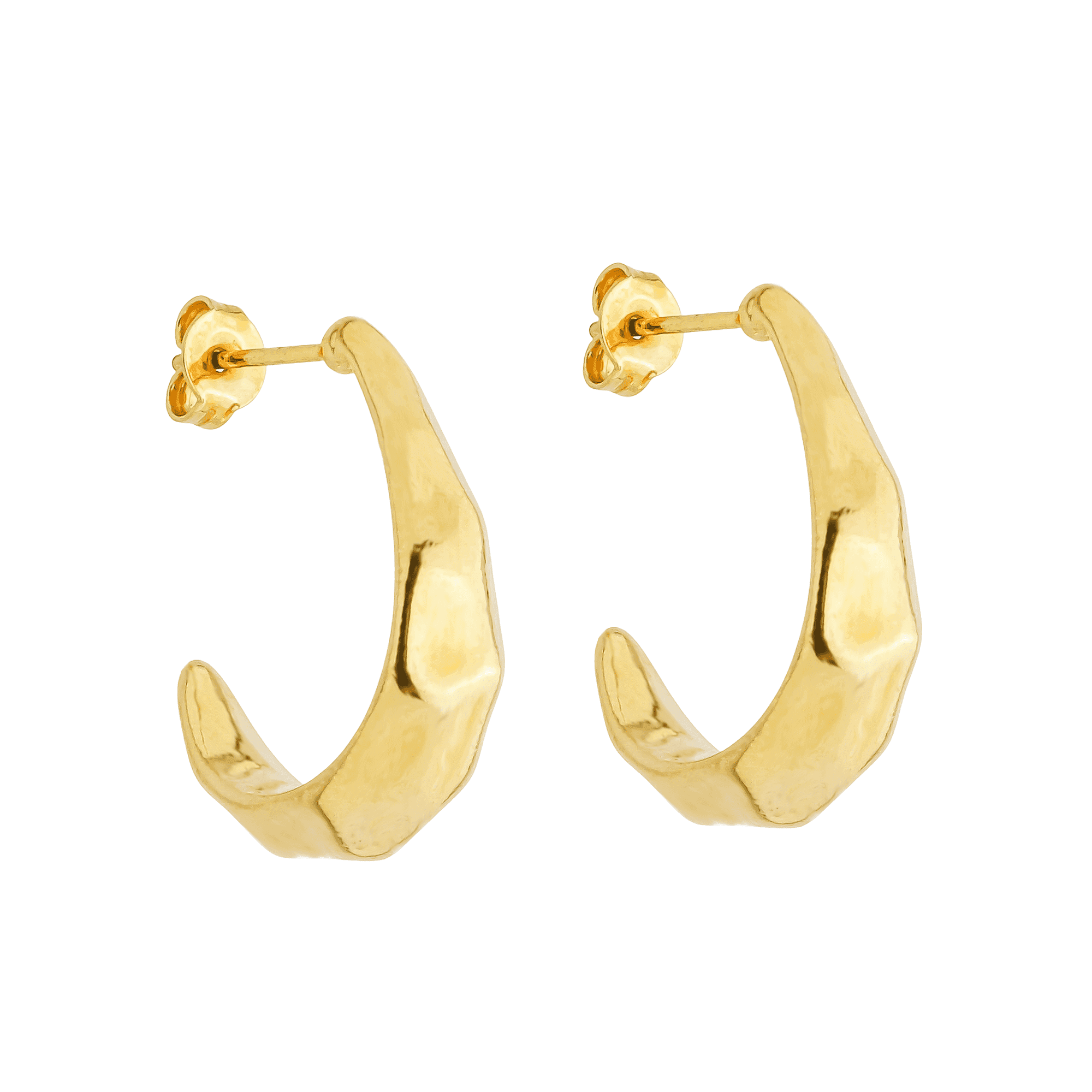 Brinco Dourado Formato Argola com Texturas Retas - Banho de Ouro 24k para revenda | Hub Joias