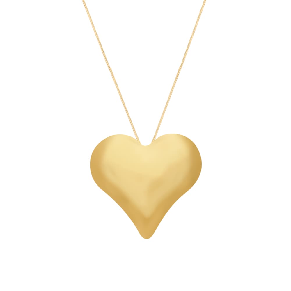 Colar Dourado de Coração Liso - Banho de Ouro 24k para revenda | Hub Joias