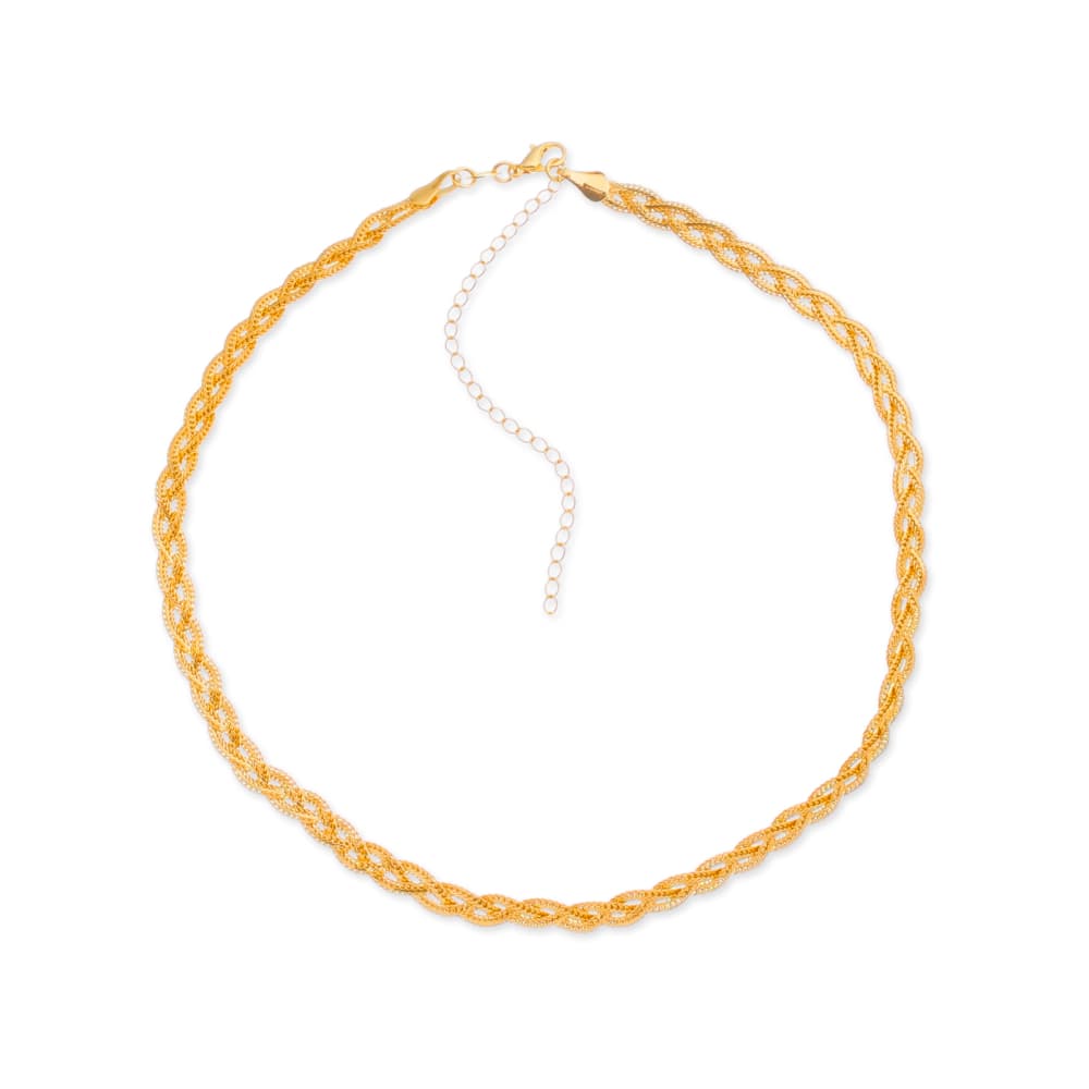 Colar Dourado Chocker Trançada - Banho de Ouro 24k para revenda | Hub Joias