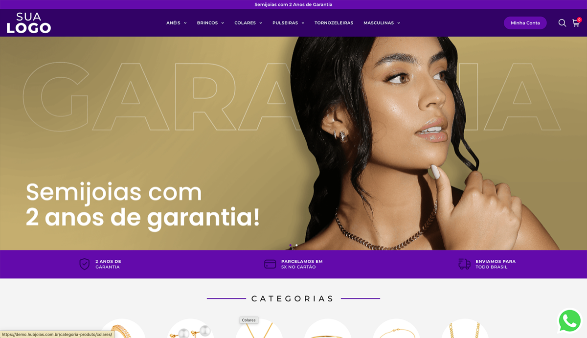 Loja Hub Joias — tema Roxo