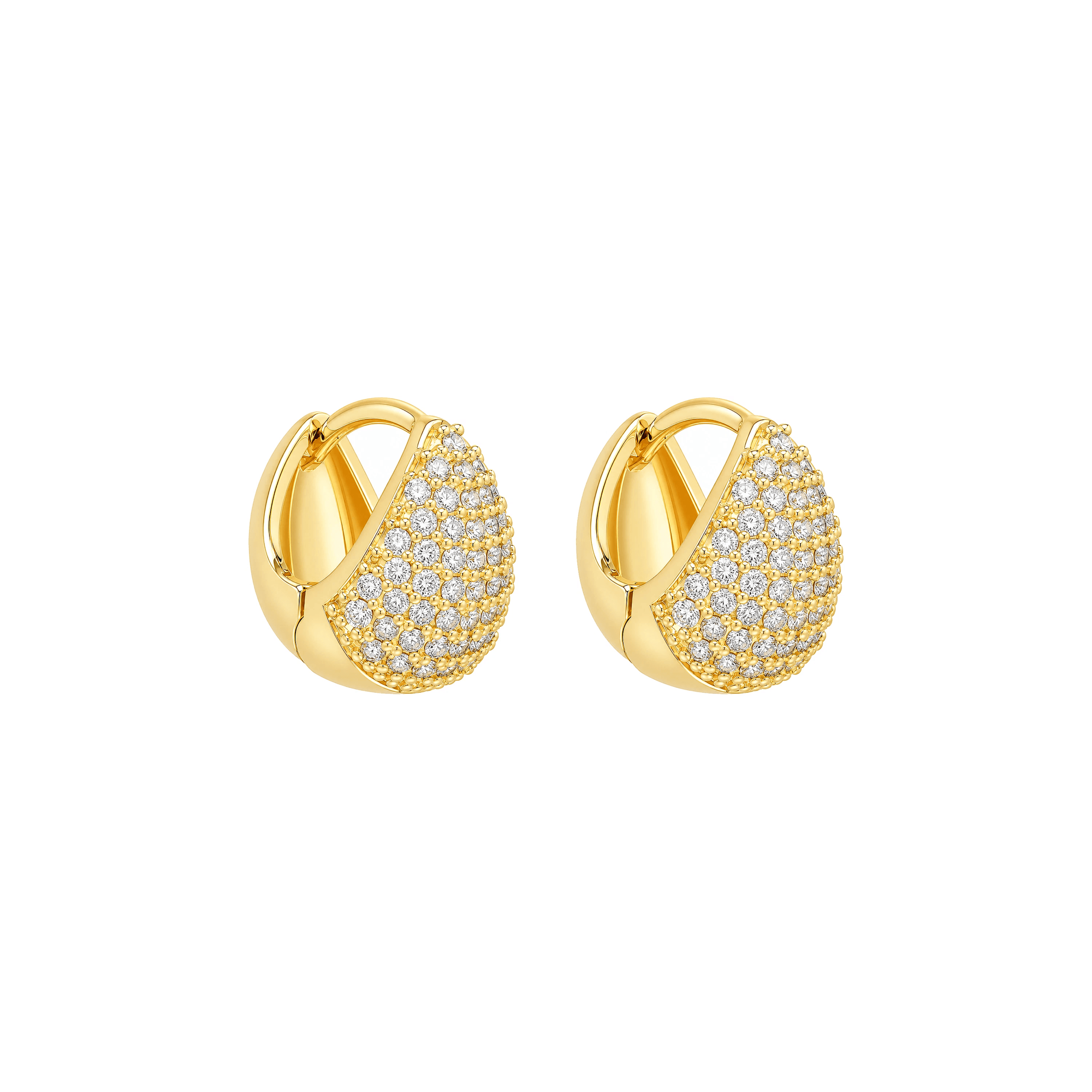 Brinco Dourado Argolinha Gota Cravejada de Zircônia