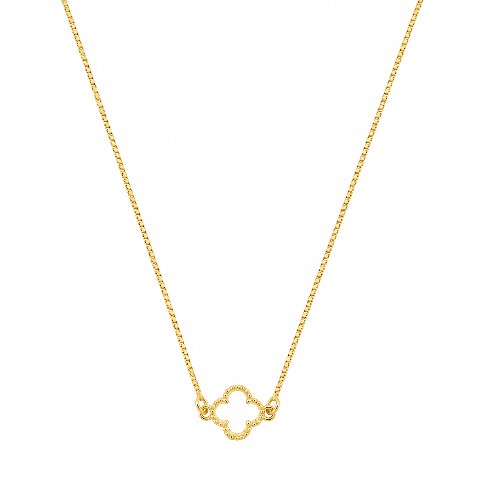 Colar Dourado Trevo em Zircônia Transparente