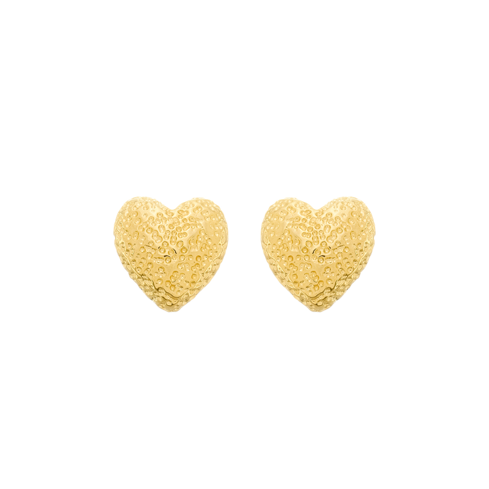 Brinco Dourado de Coração Irregular