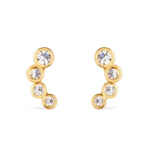 Brinco Dourado com 4 Pontos de Luz em Zircônia