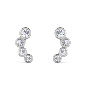 Brinco Prateado com 4 Pontos de Luz em Zircônia