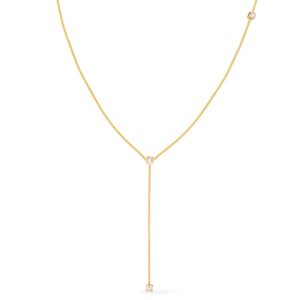 Colar Dourado Gravatinha com Pontos de Luz em Zircônia