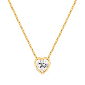 Colar Dourado de Pedra Natural em formato de Coração