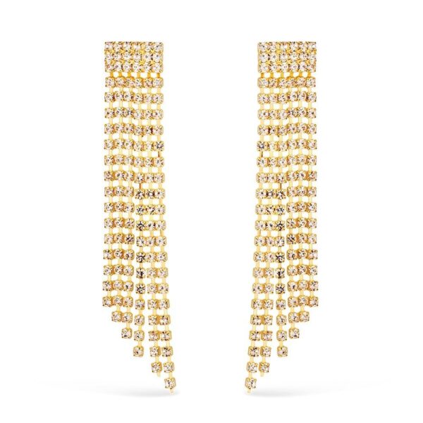 Brinco Dourado de Luxo com 123 Pedras de Strass