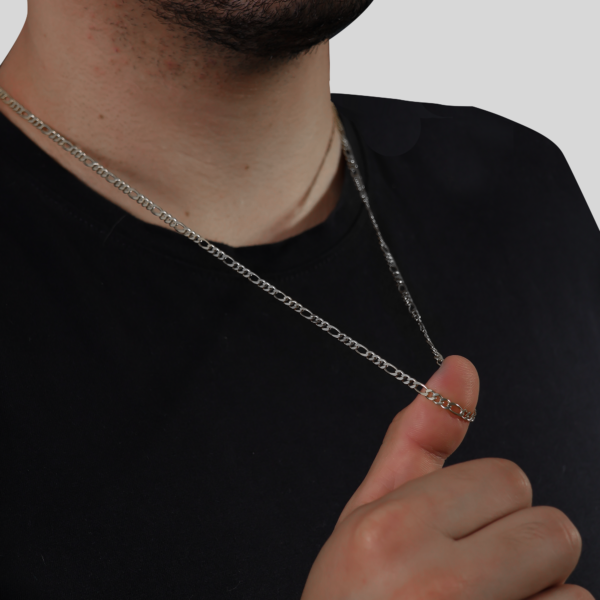 Corrente Prateada Masculina Elo 3 por 1 - 3mm - Image 2