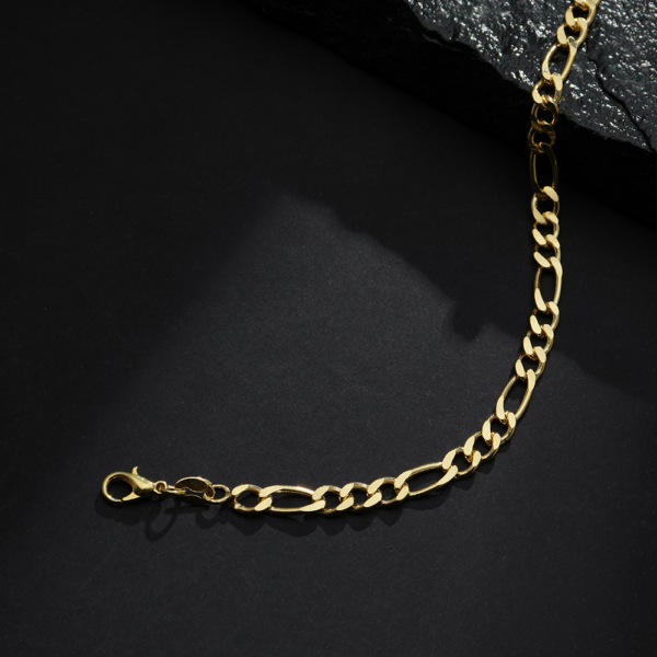 Pulseira Dourada Masculina Elo 3 por 1 - 5mm - Imagem 3