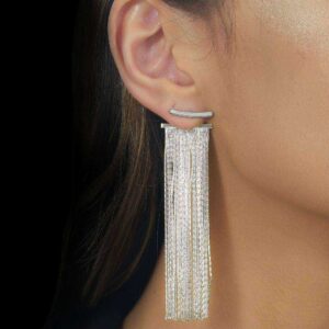 Brinco Prateado de Franja