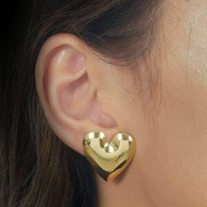 Brinco Dourado de Coração Liso