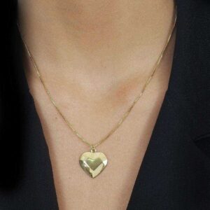 Colar Dourado de Coração Traços Retos