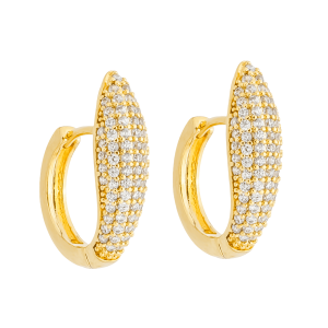 Brinco Dourado de Argolinha Cravejado de Zircônias